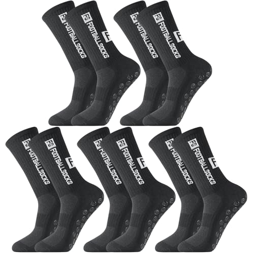 Apricitie 5 Paare Fußball Socken, 39-46 Fußballsocken Anti Rutsch Grip Fußball Socken Sportsocken für Herren Damen Fussball Basketball Laufen