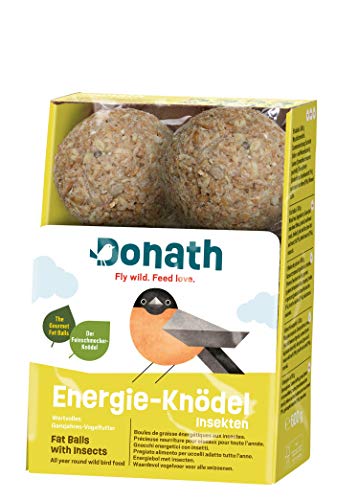 Donath Energie-Knödel Insekten ohne Netz - Knödel ohne Netz - 100g je Knödel - der Feinschmecker-Knödel - wertvolles Ganzjahres Wildvogelfutter - aus unserer Manufaktur in Süddeutschland - 6er Karton