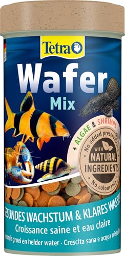 Tetra Wafer Mix - Fischfutter für alle Bodenfische (z.B. Welse) und Krebse, für gesundes Wachstum und Vitalität, 250 ml Dose