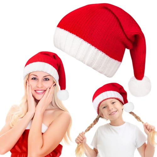 MELLIEX Weihnachtsmütze Strickmütze Weihnachten Eltern-Kind Pom Beanie-L