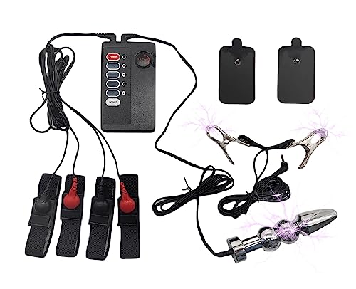 Elektrostimulation Set, Elektro Shock Analplug Analdildo Penisring Masturbation Massage Pads Nippelklemmen Reizstrom-Set Brust Prostata Massagegerät für Frauen Männer Paare