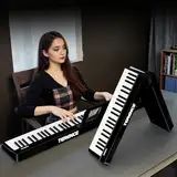 TERENCE E Piano 88 Tasten Keyboardpiano mit Ständer Tragbares Piano Halbgewichtete Tastatur Für Anfänger und Experten geeignet Integrierte Video- und Audioaufnahmefunktion Bluetooth-MIDI-Schnittstelle