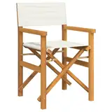vidaXL Regiestuhl Klappbar Creme Massivholz Teak, klappbarer Regiestuhl, Camping-Regiestuhl, Klappstuhl, Outdoor-Regiestuhl, Garten-Regiestuhl