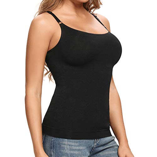 Joyshaper Damen Unterhemd Bauch Weg Camisole Top Figurformendes Trägertop Body Shaper Shaping Hemd Schlank Shirt Nahtlose Spaghettiträger Oberteil (Schwarz, M)