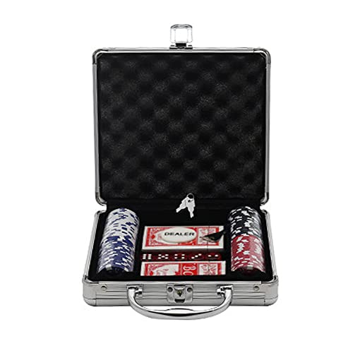 Jetons Poker-Chips Set 200 Stück Poker-Kit mit Aluminium-Case-Casino-Chips 2 Decks der Spielkarten Poker-Set-Chips for Spiel Jetons Chips (Size : 100PCS)