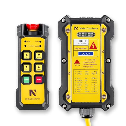 NEWTRY 12V Drahtlose Kran-Fernbedienung, 300M Funk Steuerungsreichweite 6 Tasten Funksteuerung für Industrie Hebezeug LKW Kran Elektrischer Hebeschalter mit Anzeigesystem