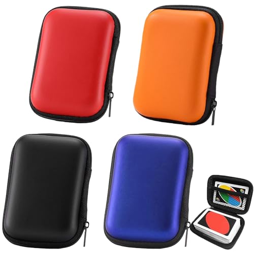 AHEJIOO 4 Stück Spielkarten Box, Aufbewahrungsbox Kartenspiel Box, Spielkarten Etui, Kartenbox Spielkarten, Kartenbox, Zur Aufbewahrung Von Karten, Kopfhörern Und Datenkabeln(Rot,Orange,Schwarz,Blau)