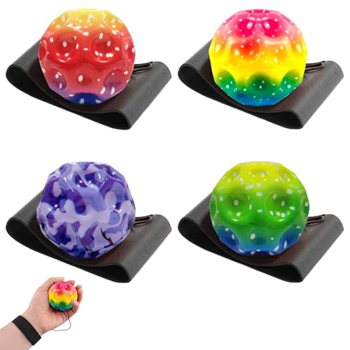 agogue 4 Stück Ball Mit Schnur Kinder, Durchmesser 6cm Von Springball Mit Schnur, Ball Mit Schnur Spielzeug Im Freien, Ball An Schnur Geeignet Für Familienspiele Spiele Etc