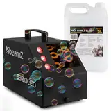 BeamZ B300LED Seifenblasenmaschine mit farbigen LEDs 5L Flüssigkeit, Fernbedienung, 25 Watt, Luftblasenmaschine, Bubble Machine, 10.000 Bubbles pro Minute, Seifenblasen Hochzeit - Schwarz