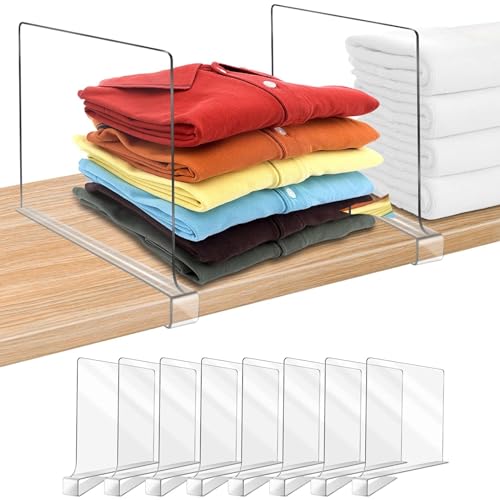 Transparente Acryl-Regaltrenner, 8 Stück Kleiderschrank Regalteiler Acryl-Regal-Trennwände, 30x20cm Multifunktionaler Shelf Divider, Transparenter Organizer für Lagerung, Holzschrank, Schlafzimmer