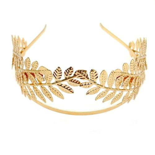 JZK 1 x goldene römische Blattkrone, griechische Krone, Göttin, Kopfschmuck, Haarkrone, Mädchen, Brautjungfer, Braut, Tiara, Haarband, Cosplay, Haarschmuck für Hochzeit, Party