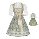 Dirndl Damen Midi Trachtenkleid, trachtenkleid damen, 3 teilig für Oktoberfest Besondere Anlässe Dirndl, Deutsches Oktoberfest Kostüm, Damen Mittellanges Kostüm Kleid inklusive Hemd, Schürze, Kleid