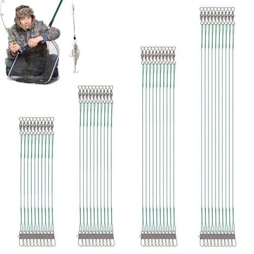 Stahlvorfach Hecht,40pcs Stahlvorfächer 4 größen Leader Mit Wirbel & Karabiner Stahlvorfach Vorfach Zum Spinnangeln Angelvorfächer Für Salzwasser Süßwasser,15/20/25/30cm