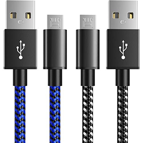 6amLifestyle PS4 Ladekabel Nylon[3M 2 Pack] PS4 Controllerkabel, PS4 Kabel Micro USB Kabel, USB-Kabel für Sony Playstation 4, PS4 Slim/Pro, Xbox One, Schwarz-Blau