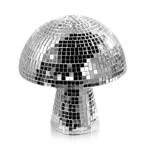Udbrud Pilz Disco Kugel, Pilz Discokugel Glitzer Spiegel Pilz Disco Kugel Deko Discokugel Pilz Silber Pilz Disco Kugel Ornament für Heimdekorationen Bühnenrequisiten Lichteffekt Partyartikel