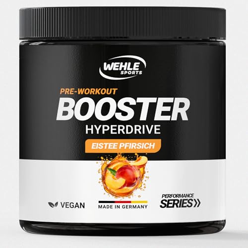 Wehle Preworkout Trainingsbooster (40 Portionen) Hyperdrive Eistee Pfirsich unglaublich lecker Trainingsbooster mit Citrullin, Beta Alanin, Taurin, Koffein, Guarana - hochdosiert - Wehle Sports