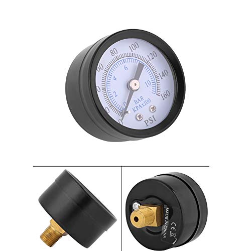 Manometer, 1/8" NTP Pressure Gauge Mini Manometer für Kraftstoff Luft Öl Wasser 0-160 psi / 0-10 bar 1/8 Zoll NPT Gewinde