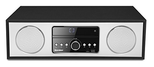 Karcher DAB 4500CD - Stereo Digitalradio (Kompaktanlage mit CD-Player, Bluetooth, UKW / DAB+ Radio, Musikanlage, USB, Wecker, 30 Watt Lautsprecher, Fernbedienung, elegantes Holzgehäuse, schwarz)