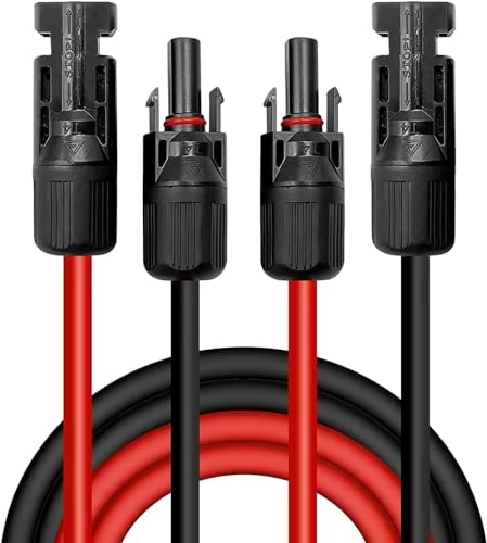 Solarkabel 4mm²/6mm², Solarkabel Verlängerung 1/2/3/5/10M, Solarkabel Verlängerungskabel(Rot/Schwarz) (4mm²10M)