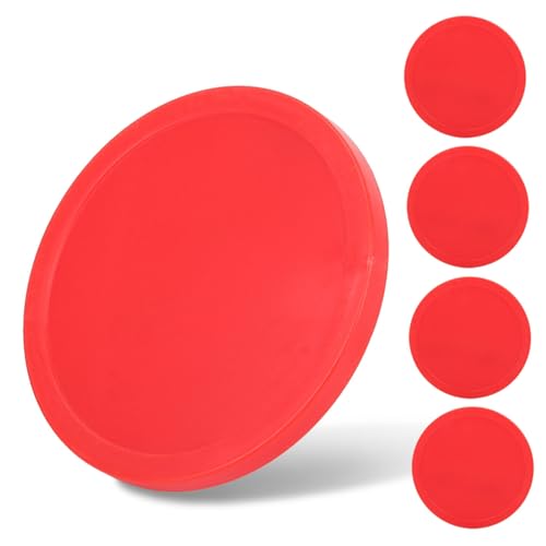 4 PCs Air Hockey Pucks, Plastikluft Eishockey Pucks Stück Austauschbarer Pucks Air Hockeytisch rote Home Pucks Teile für Spieltische Ausrüstung Zubehör