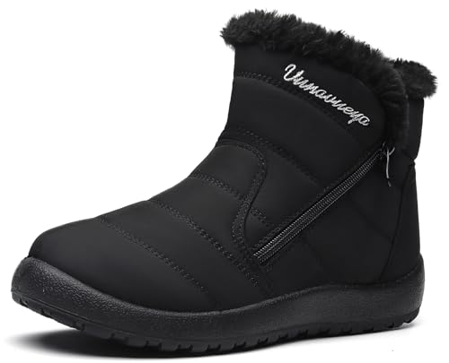 Vunavueya Winterstiefel Damen Warm gefütterte Winterschuhe Schneestiefel Winter Schlupfstiefel Kurzschaft Stiefel Boots Schuhe Schwarz 40.5 EU_260