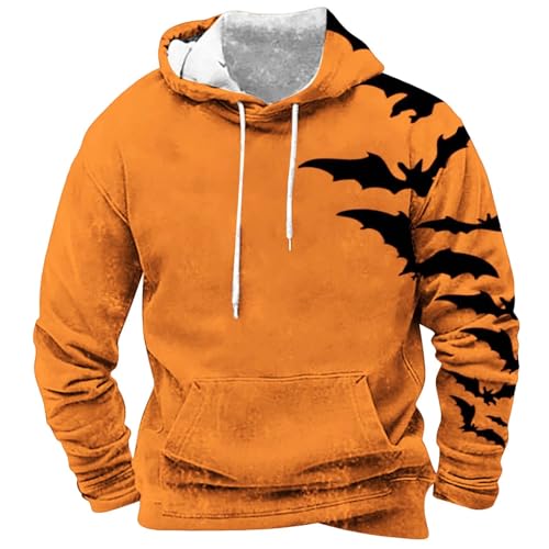 Sweatshirt Herren Mit Kapuze Hoodie Halloween Fledermaus Kapuzenpullover Stylisch Modisch Gedruckt Kapuzensweatshirt Regular Fit Autumn Winter Pullover LäSsig Party Streetstyle Kapuzenshirt