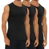 FALARY Herren-unterhemden 3er Pack Tank Top Schwarz 3XL gekämmte Baumwolle Sportunterhemden