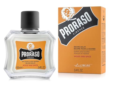 Proraso Beard Balm, Wood and Spice, 100 ml, duftender Bart Balsam schützt und pflegt den Bart und hilft, Juckreiz und Irritationen zu lindern, Made in Italy