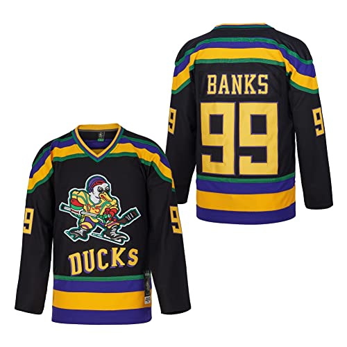 D-5 Youth Mighty Ducks Jersey #96 Conway #99 Banks Jersey, Film Eishockey-Trikot für Kinder, #99 - Schwarz, Klein