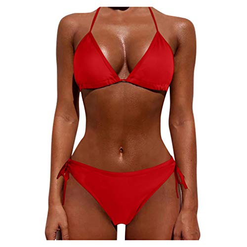 Generisch Damen Bikini Set mit geflochtenen Trägern Hinten Gestreifte Bademode Wende-Slip Zweiteiliger Badeanzug Bikini Damen Set Mit Shorts Brazilian Bikini Damen