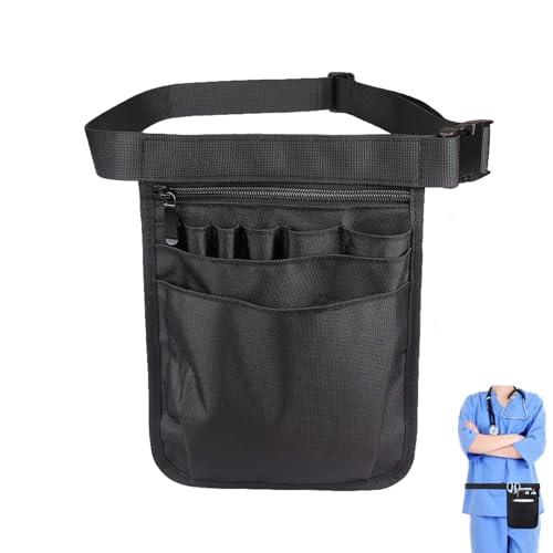 Gürteltasche Krankenschwester, Pflege zubehör Tasche, Multifunktionale Gürteltasche Arbeit Krankenschwester Tasche, Verstellbarer Arbeitstasche Schwarz Werkzeuggürtel-Tasche für Damen und Herren