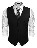 COOFANDY Herren Weste Anzugweste V-Ausschnitt Slim fit Formale Hochzeit Einfarbige Elegant Herrenwesten Business Party Smoking Weste Schwarz S