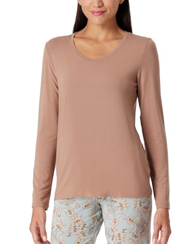 Schiesser Damen Schlafshirt Langarm Modal-Mix + Relax Pyjamaoberteil, Clay_180181, 40