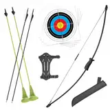 VALYPANOR Bogenschießen Recurve Bogen und Pfeil Jugendbogen Set, Bogenschießen Anfänger Geschenk mit 4 Pfeile 5 Ziel Gesicht,Ideal für Kinder 8 bis 15 Jahre,Outdoor Sport Spiel Langbogen