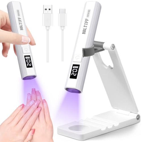 BBLTIFF UV Lampe für Gelnägel, Mini uv Lampe für Nägel mit USB-Ladekabel und Klappbarem Ständer, Nagel UV Lampe, Klein LED Nagellack Trocknergerät für Nagellack Wiederaufladbar & 2 Timing-Modi