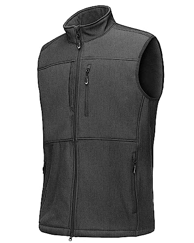 33,000ft Weste Herren Outdoor Wasserdichte Softshell Ärmellose Jacke Bodywarmer Fleece Weste Full Zipp Softshellweste Dunkelgrau Heather 2XL