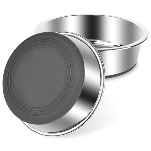 bssmmai 2 Stück Hundenapf Edelstahl, Hundenapf rutschfest mit Silikonboden, Hundenäpfe für Futter und Wasser, Hundeschüssel für Kleine Mittlere Große Hunde, Fressnapf Hund Metall, Dog Bowl (900ML)