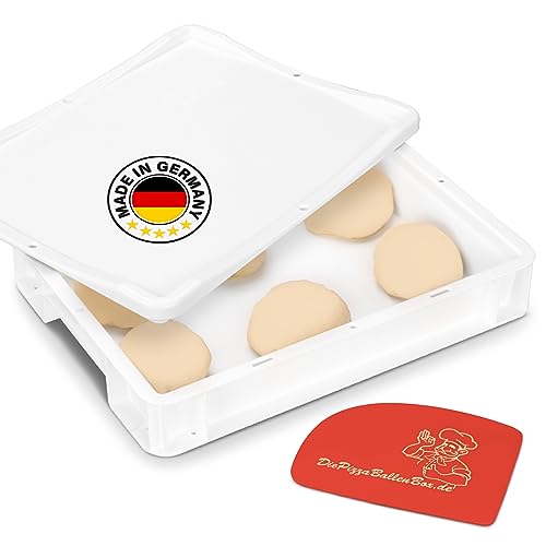 RoyalFay Pizzaballenbox Gärbox für Pizzateig Sauerteig Hefeteig lebensmittelecht 30x40x8 cm (1 Box mit 1 Deckel) weiß