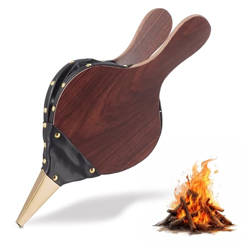 Blasebalg für Kamin und Grill, Handblasebalg, Blasebalg aus Holz, Luftgebläse aus Holz, Handblasebalg Luftbläser, Klein Grillgebläse, Kaminbalg für den Innenbereich, für Kamin, Grill, Outdoor Camping
