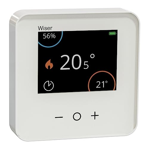 Schneider Electric Wiser Smart Home Raumthermostat, Steuerung über Display oder mit kostenloser App, kompatibel mit Amazon Alexa und Google Home, Energie sparen, Zigbee