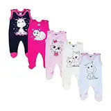 MEA BABY Unisex Baby Strampler mit Aufdruck aus 100% Baumwolle im 5er Pack. Baby Strampler für Mädchen Baby Strampler für Jungen (62, Mädchen 3)