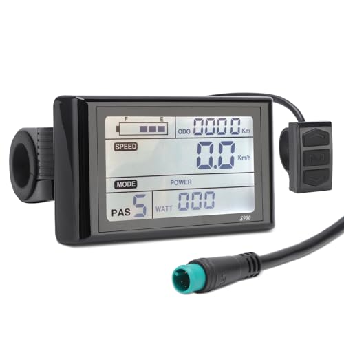 Tbest Display,36V 48V S900 Elektrofahrrad-LCD-Display-Bedienfeld,Elektrofahrrad-LCD-Anzeigemessgerät,Wasserdichtes LCD-Anzeigemessgerät Für Elektrofahrräder(Protokoll 2)