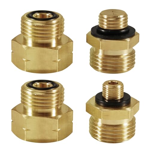 Tulov 4 Stück Gasflaschen-Adapter, Gasflaschen-Adapter-Set mit vier verschiedenen Modellen, Europa Gasanschluss-Adapter aus Messing