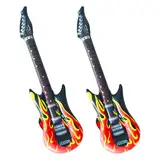 2 Stück Luftgitarren Zum Aufblasen,Aufblasbare Gitarre,Aufblasbar Luftgitarre Rock,Kinder Party Gitarrendekor,Aufblasbarer Band Deko,Dekoration Fasching Gitarren,Flammen Musik Musikinstrumente