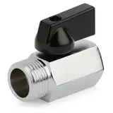 Mini Kugelhahn 10629, 1/2" Ig X 1/2" Ag, Messing Mini Kugelhahn, 90° Drehbarer Nylongriff, Absperrventil Verchromt G1/2" Innen(Ø20mm) X Außen(Ø21mm),Gewindefitting Messing Anschlussstücke