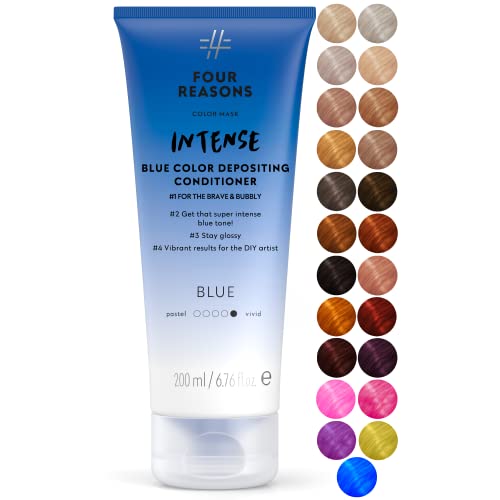 Four Reasons Intensiv-Toning-Behandlung Blau für Vibrierende Ergebnisse - Intensiven Blauton 200 ML - Semi-Permanent Direct Dye Haarfarbe für aufgehelltes und gefärbtes Haar