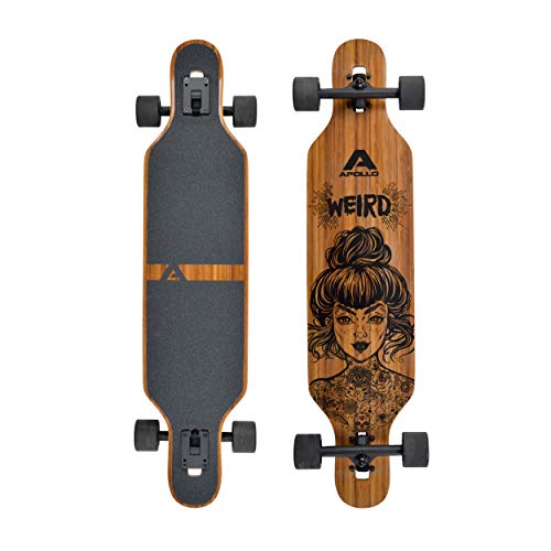 Apollo Longboard, Komplettboard mit Deck aus Bambus & Fiberglas, High-End Board mit ABEC 9 Kugellager, Flex 2 Longboards für Jugendliche und Erwachsene, Profi-Cruiser