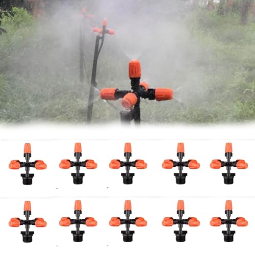 Gartennebel-Tropfbewässerungs-Tropfer, einstellbare Durchflussrate, Allround-Garten-Mikrospray-Bewässerungs-Sprinklerkopf mit 1/2-Zoll-Außengewinde-Schnittstelle – 10 Stück