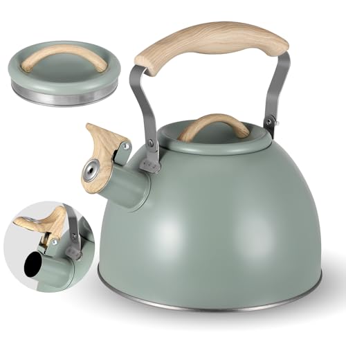 Wasserkessel Induktion, 3L Flötenkessel Pfeifkessel Vintage Wasserkessel Gasherd Wasserkocher Teekocher Tragbarer Campingkessel Teekanne Cool-Touch für Tee Kaffee Tea pot