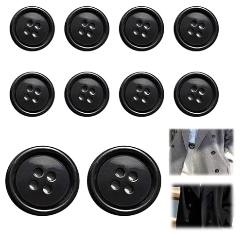 10 Stück Knöpfe Groß,Buttons Knopf,Knöpfe,Große Knöpfe 25mm,Schwarz Runde Hemdknöpfe,Knopfkopf,für Nähknöpfe Kleider Nähen DIY Handwerk Deko,Jacke Hemd Mantel Pulloverknopf,Handgefertigtes Zubehör